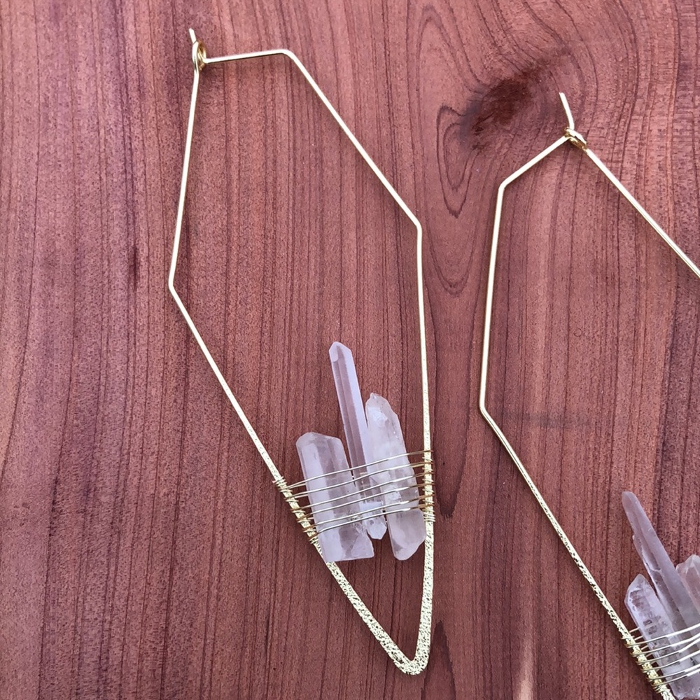White Geode Threader Hoops! - Picture 4 of 5